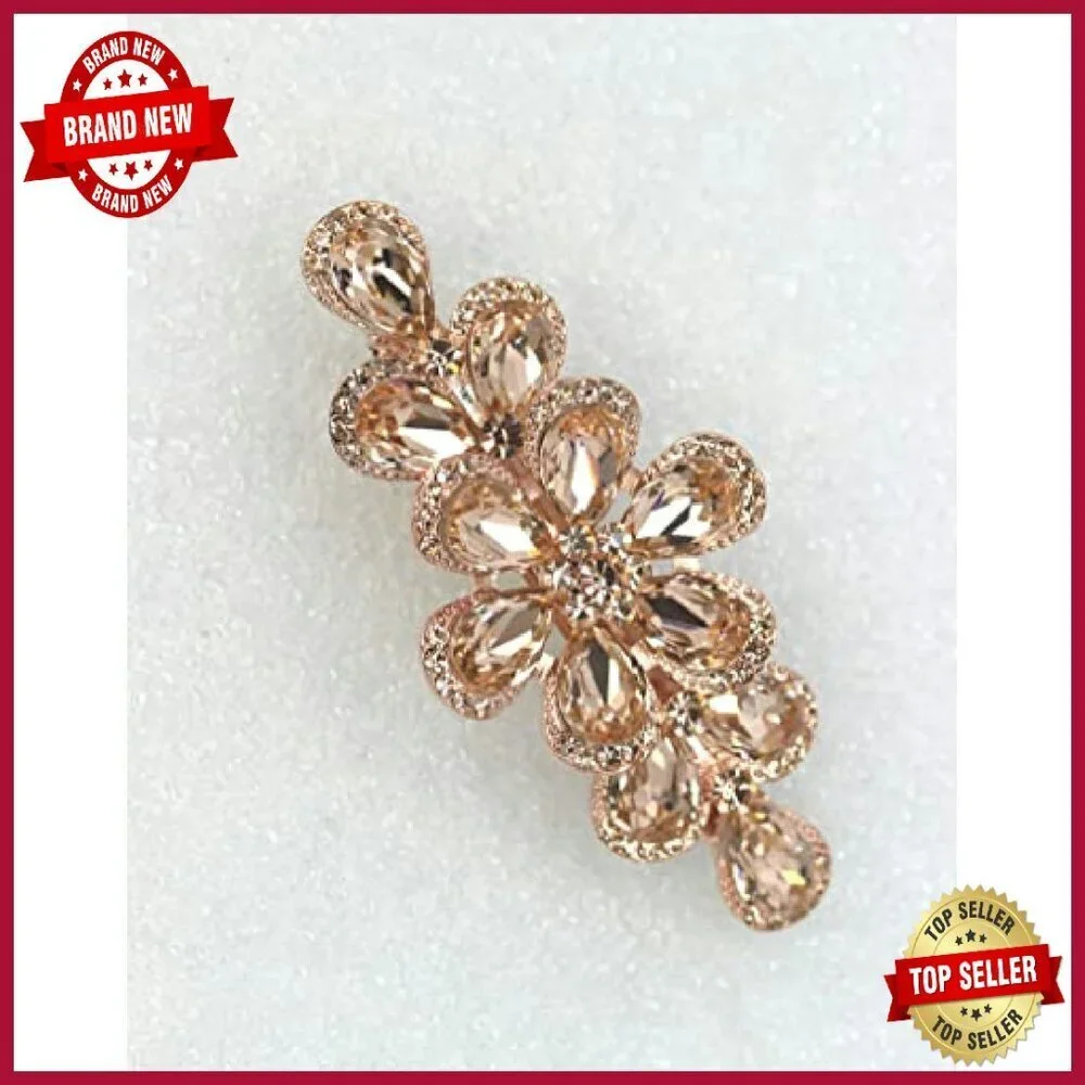 Rhinestone Crystal Floral Hair Barrette Clip 3
